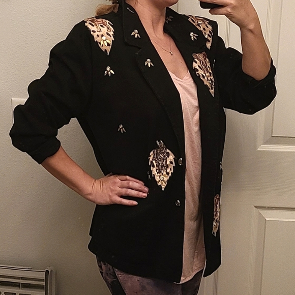 Vintage 90's black denim Blazer